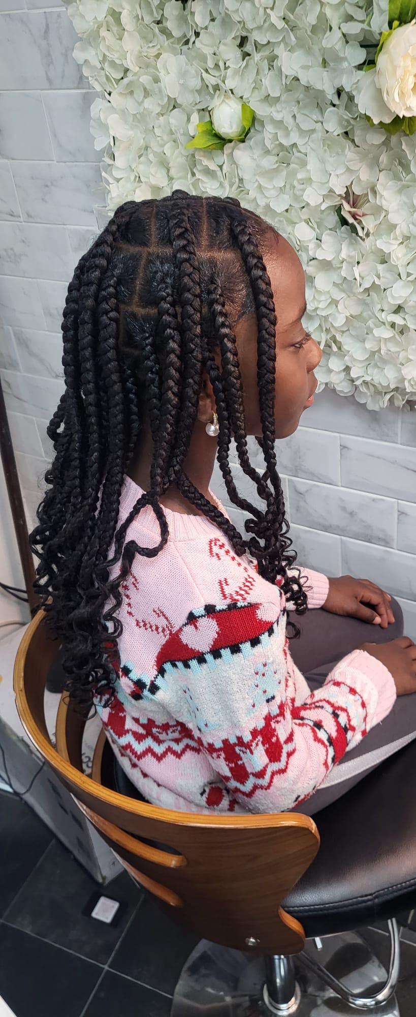 Kids box braids with curly ends